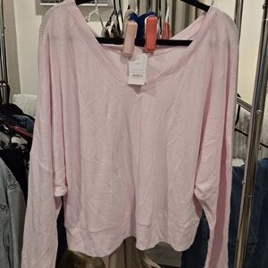Auden Women's Soft Pink V-Neck Sleep Top
